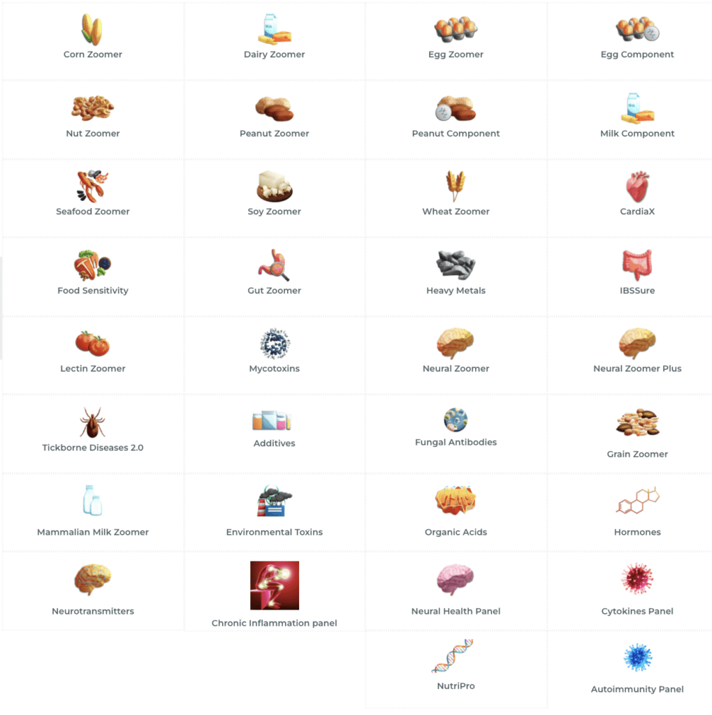 List of lab tests from Vibrant Wellness