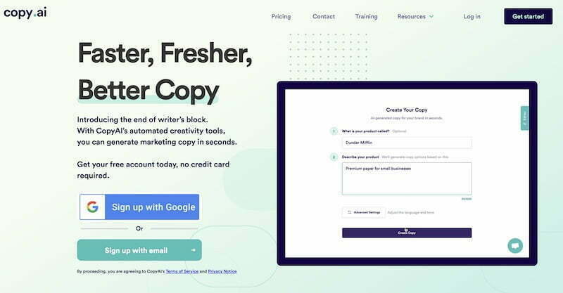 Copy AI Landing Page