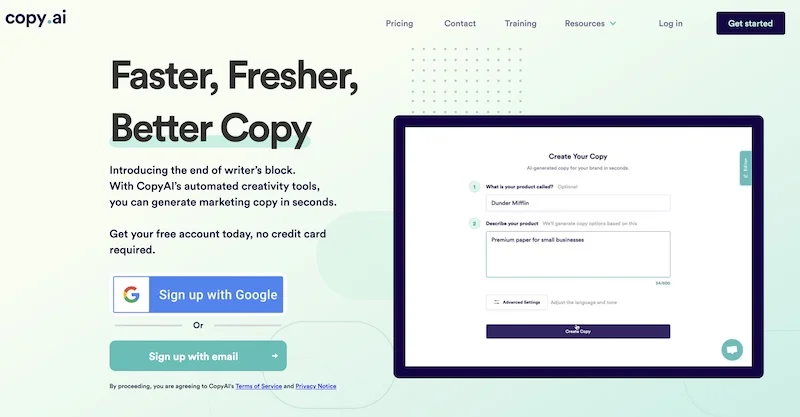 Copy AI Landing Page