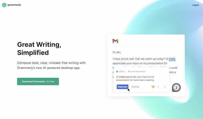 Grammarly landing page