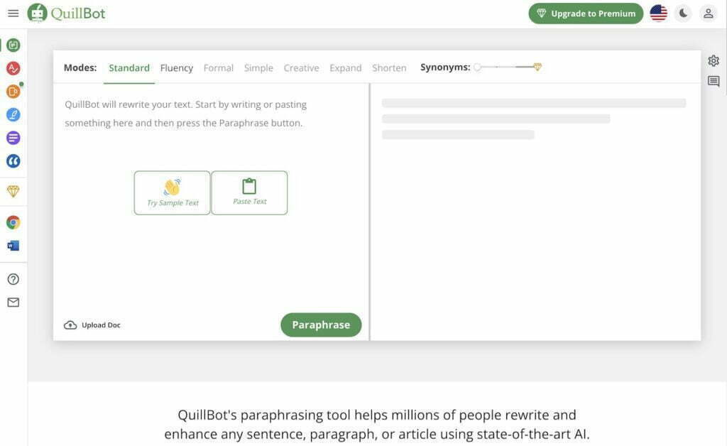 Quillbot landing page