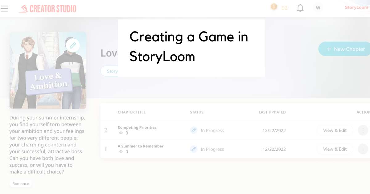 creating a game in storyloom