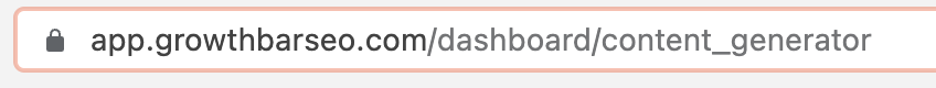 URL address bar showing that it does not have a unique link for the content generator