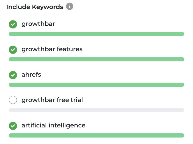 keywords in the content generator