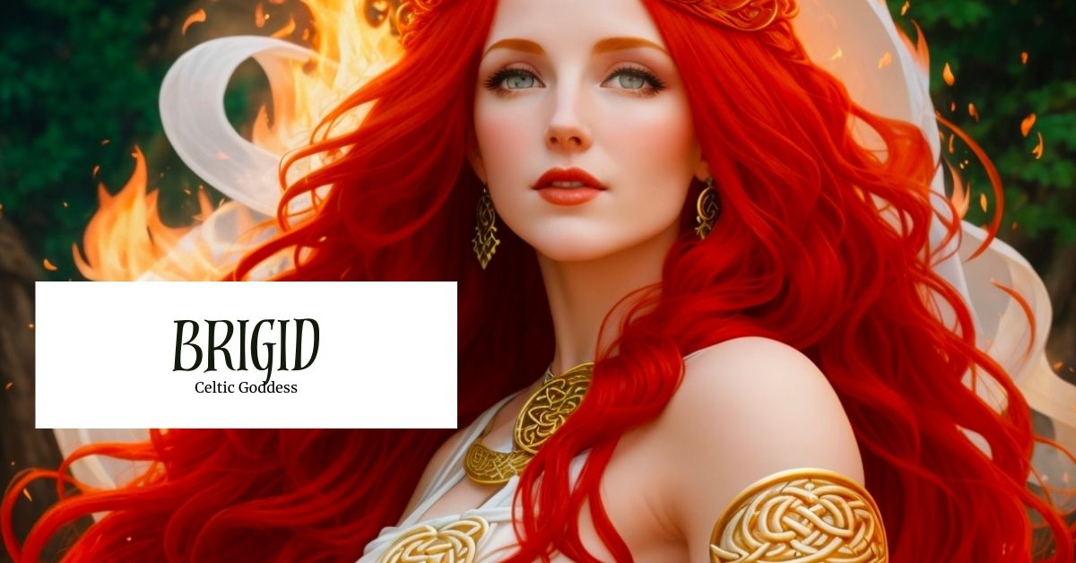 brigid feature image, depicted with long red hair and soft beautiful face