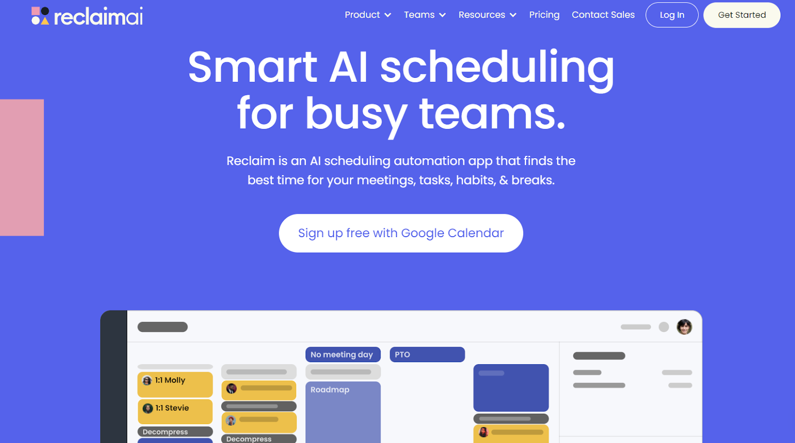 Reclaim.ai Website - Smart AI scheduling for busy teams