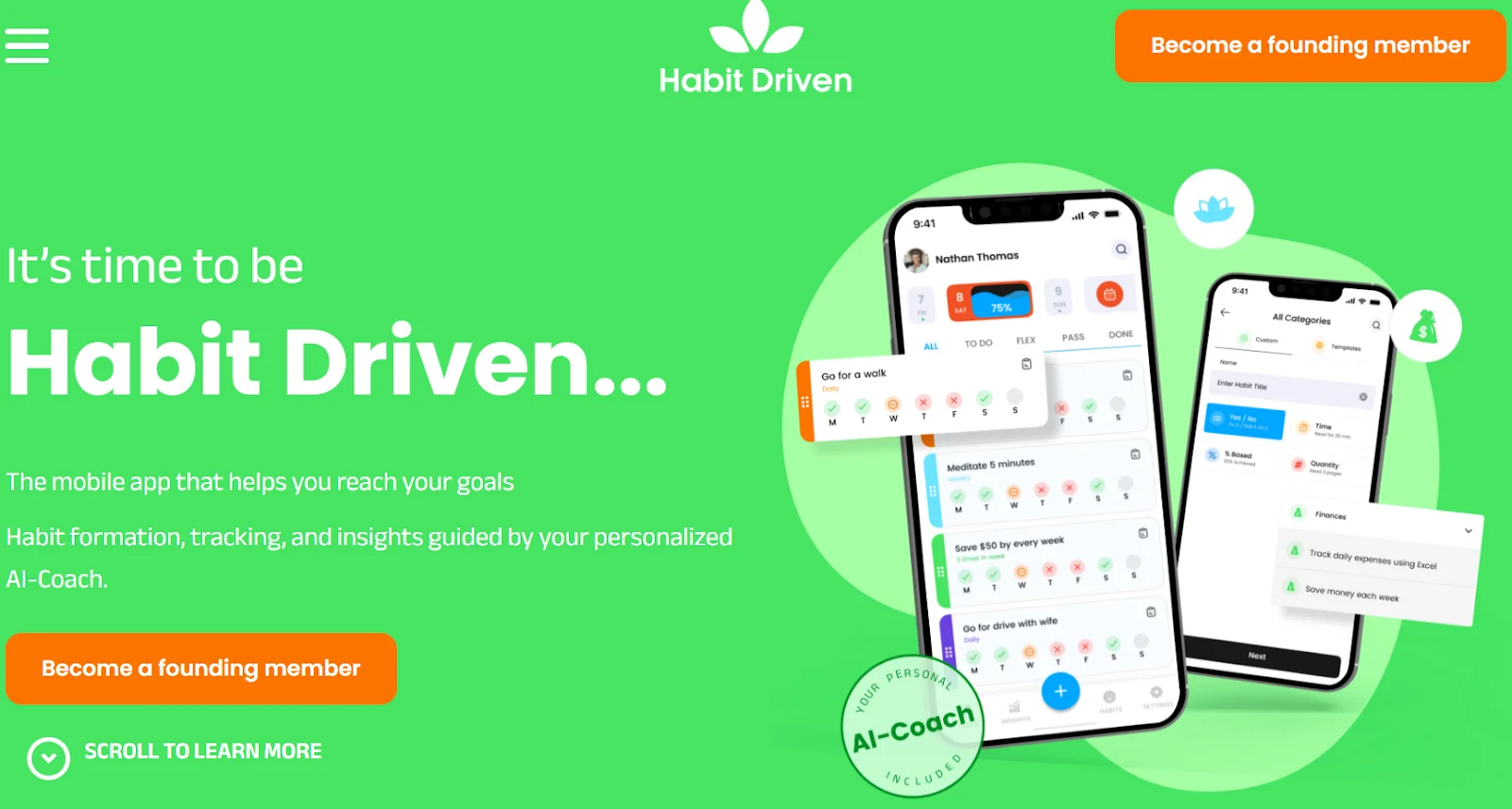 Habit Driven Website - The mobile app that helps you reach your goals