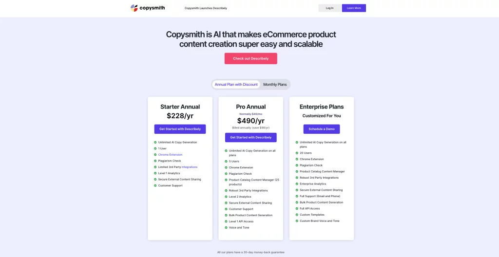 Copysmith Pricing Page