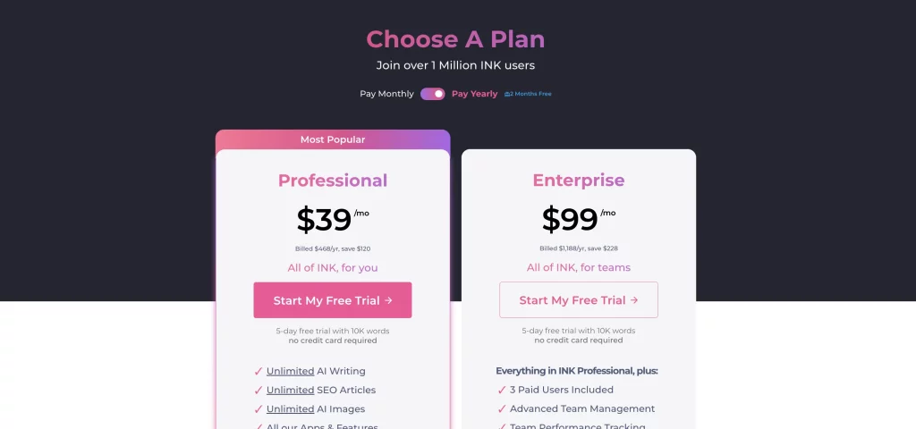 Ink for All Pricing Page