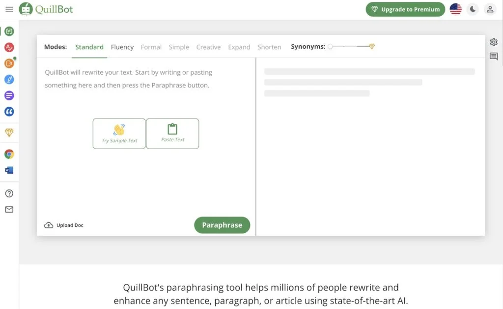 Quillbot landing page