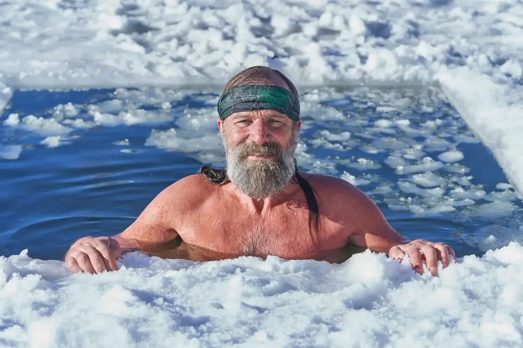 Wim Hof swimming in icy water 