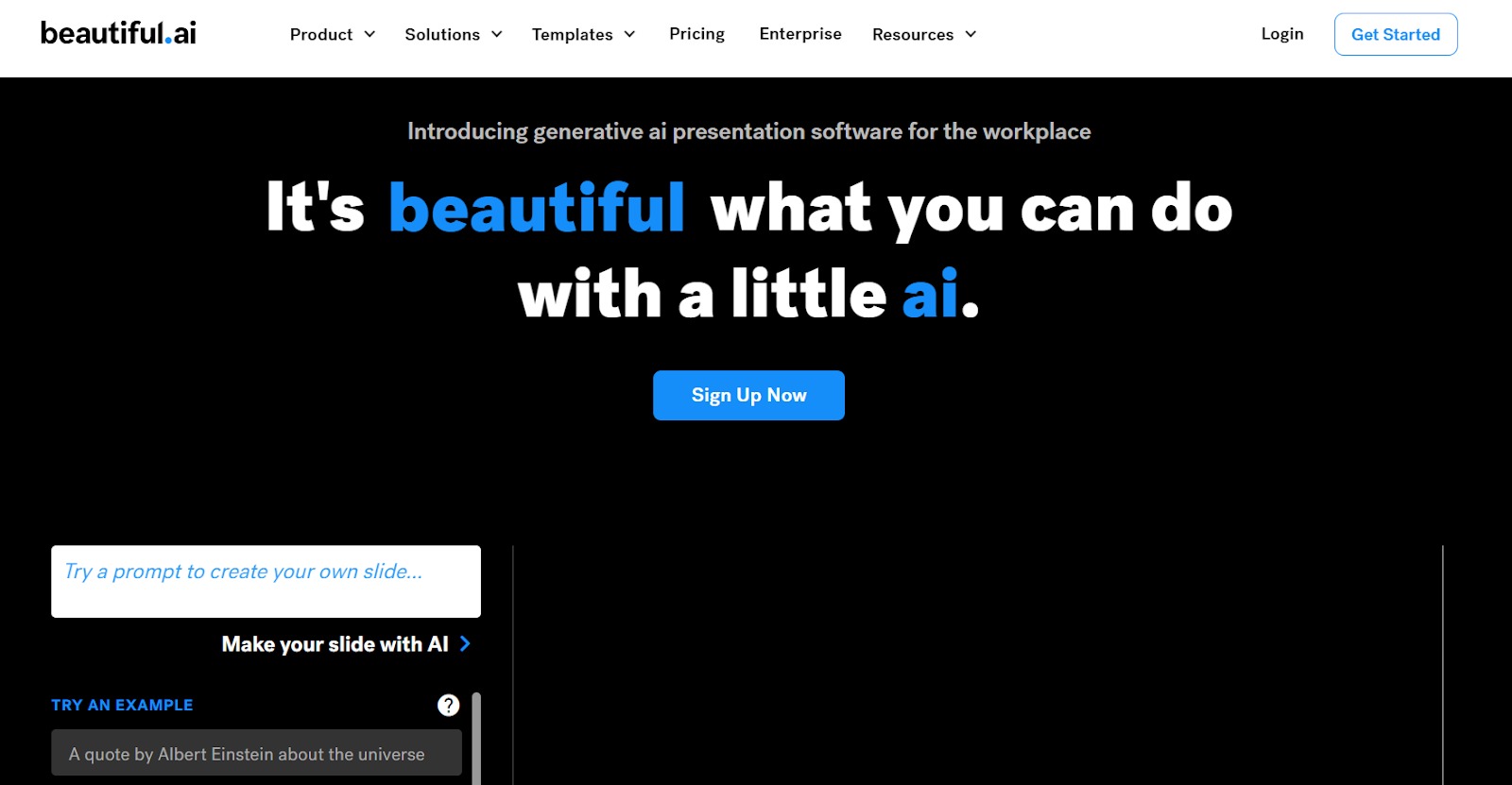 beautiful.ai website - it's beautiful what you can do with a little ai 