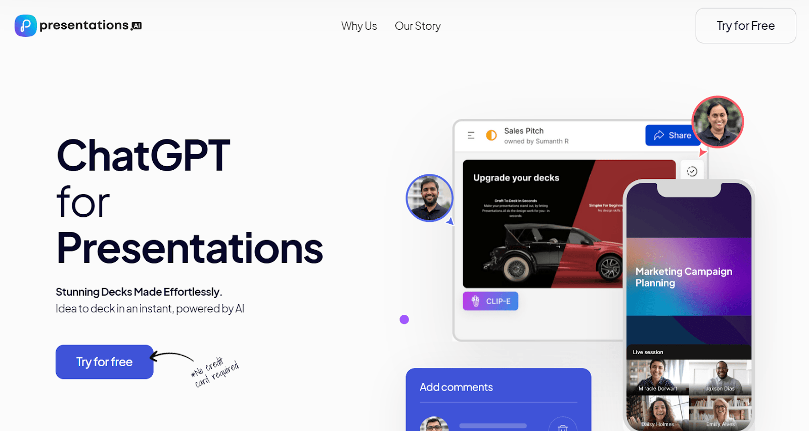 presentations.ai website - chatgpt for presentations