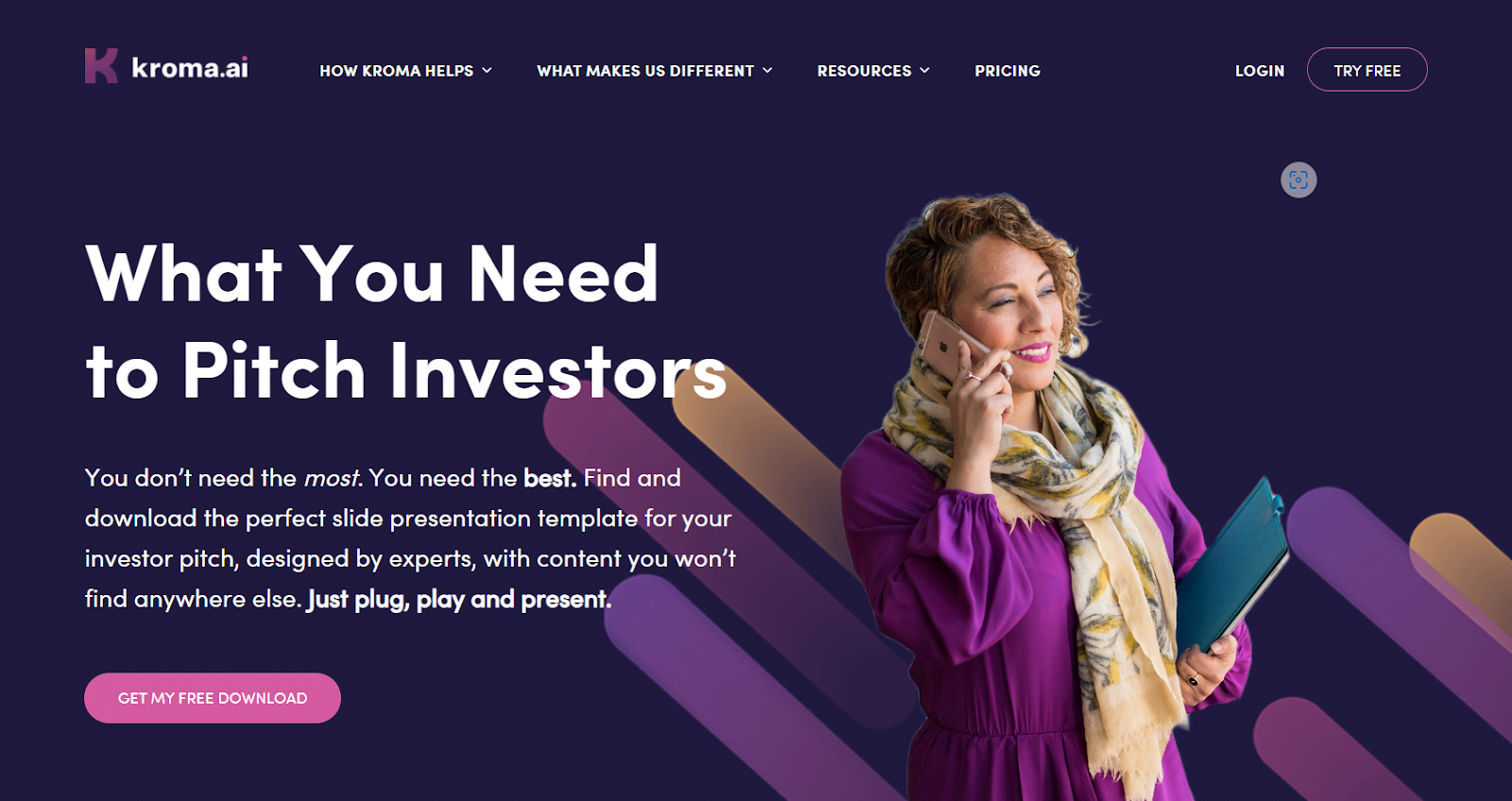 kroma ai website - what you need to pitch investors