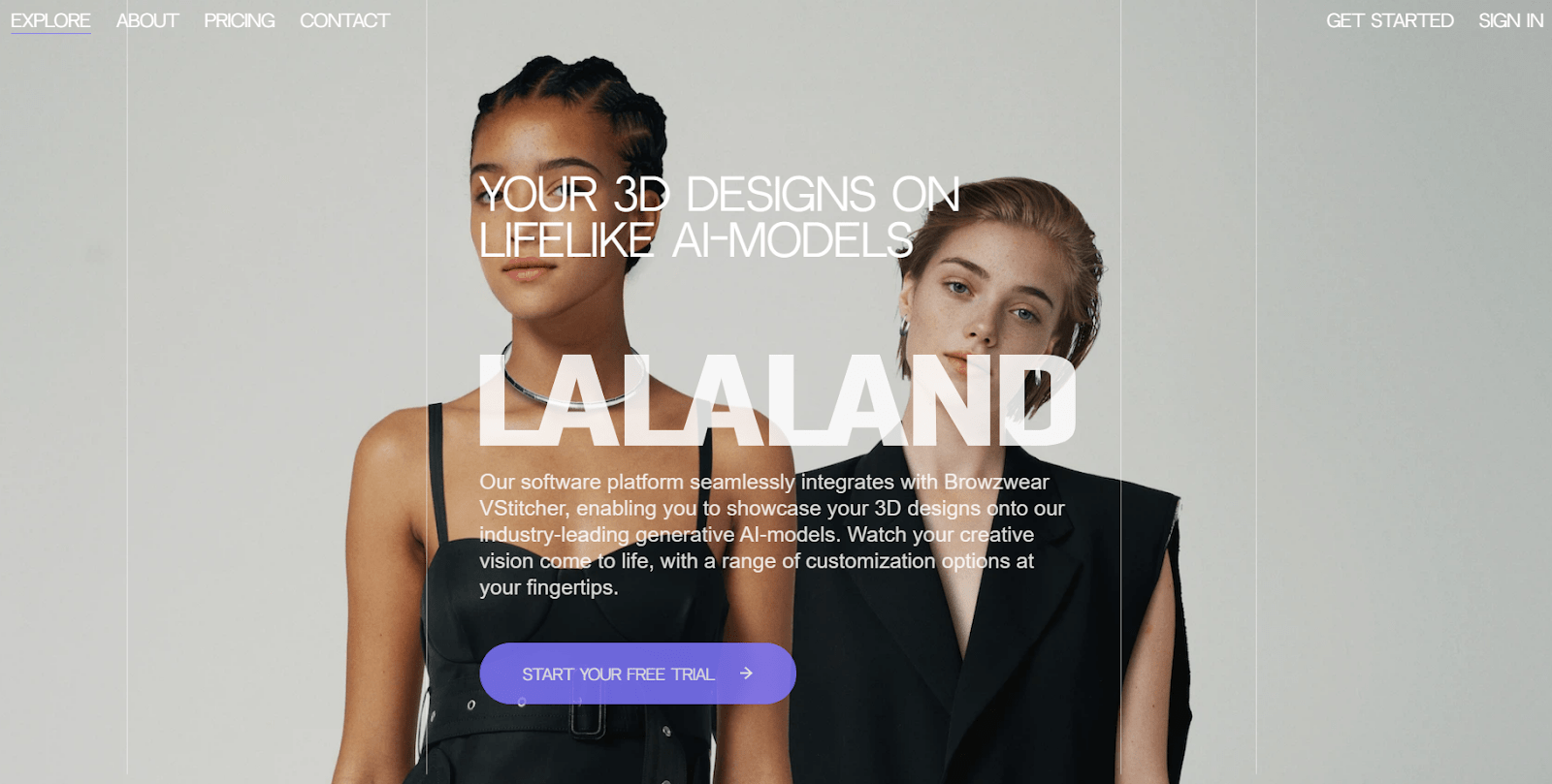 Lalaland website - realistic AI avatars