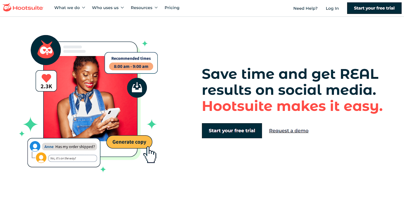 hootsuite website - save time and get real results on social media