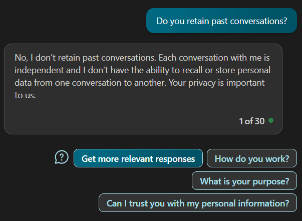 bing chat - data privacy