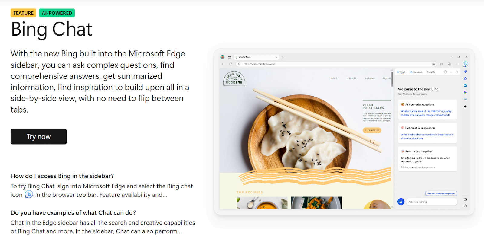 microsoft edge website - bing chat 