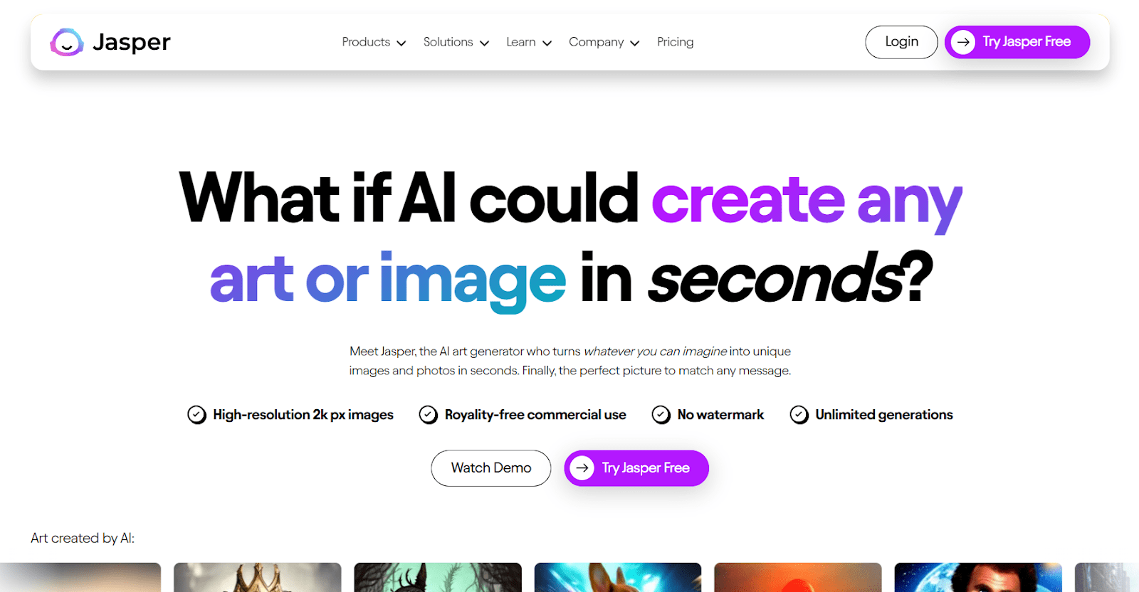 jasper art website - mind-blowing images with ai