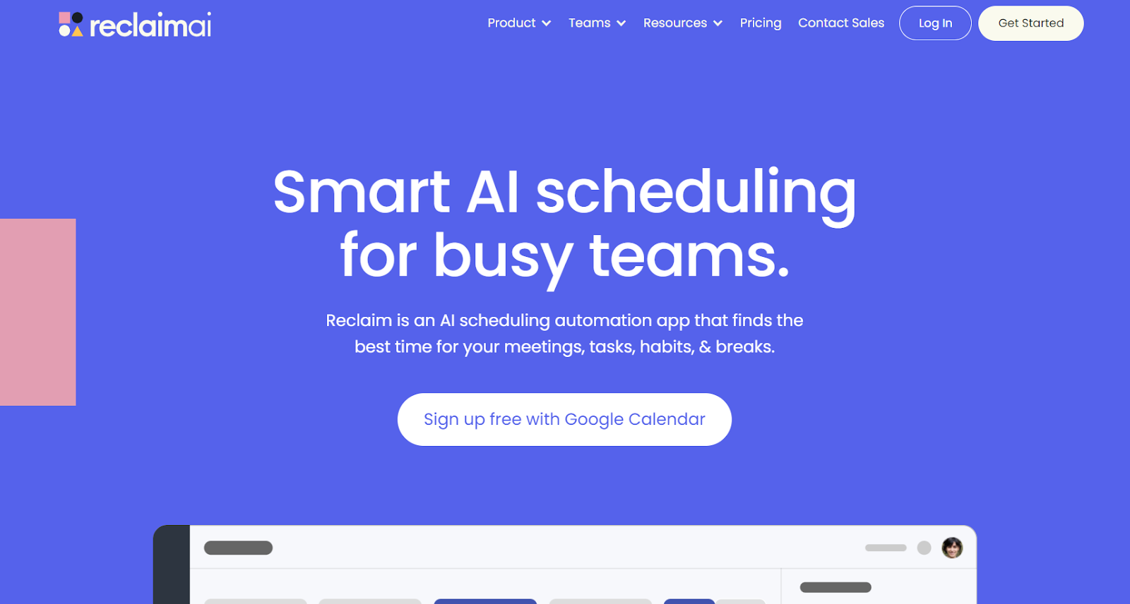 reclaim ai website - smart scheduling app for teams