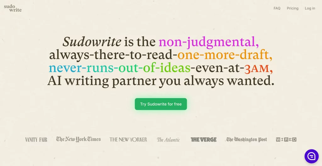 sudowrite homepage