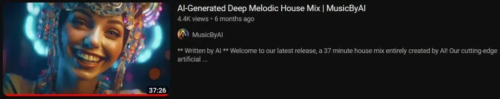 Deep melodic house mix by MusicByAI - Youtube video