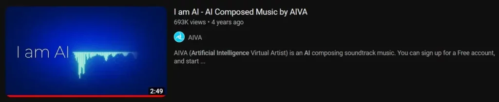 I am AI by AIVA - Youtube video