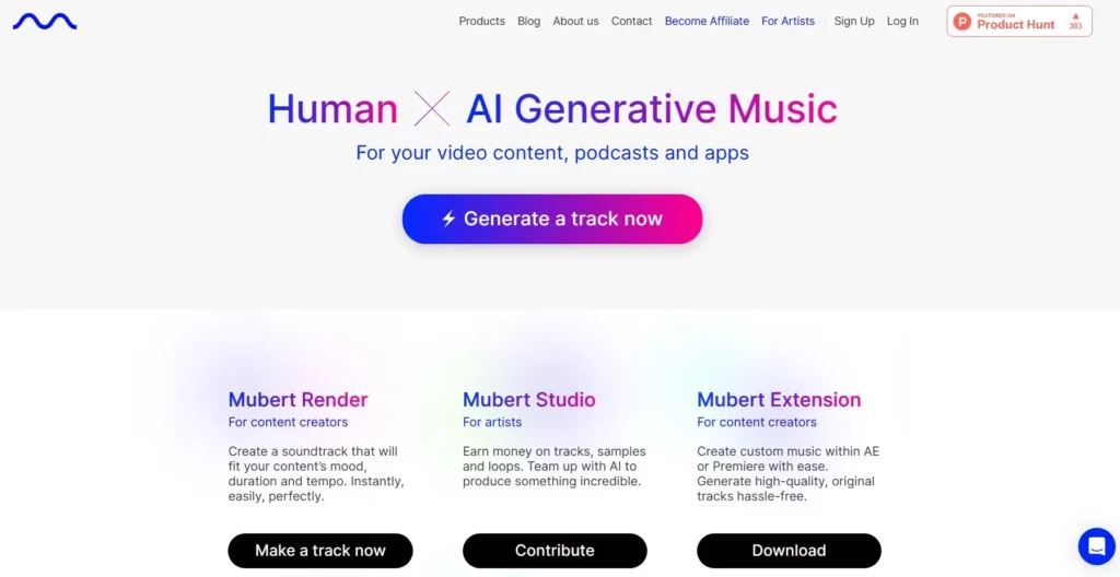 Mubert website human x ai generative music