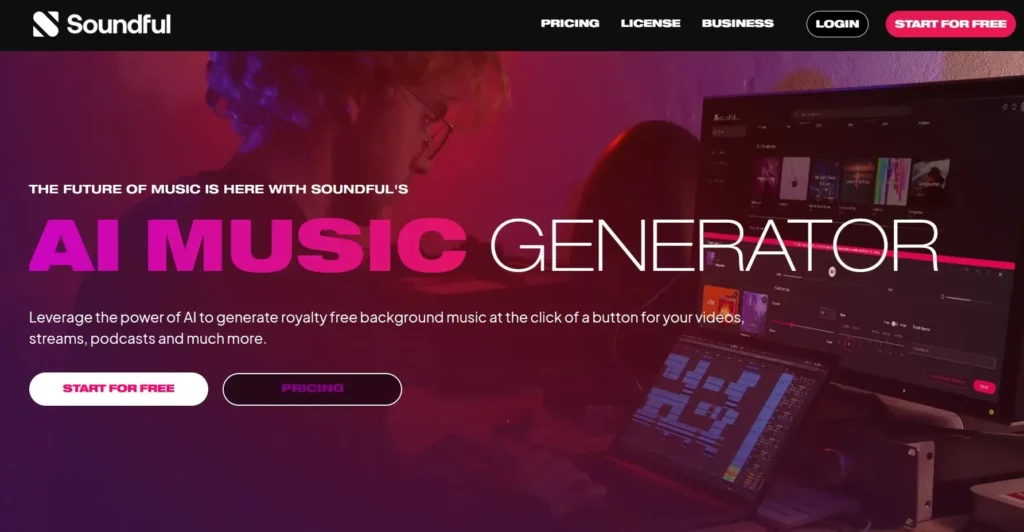 Soundful website - ai music generator