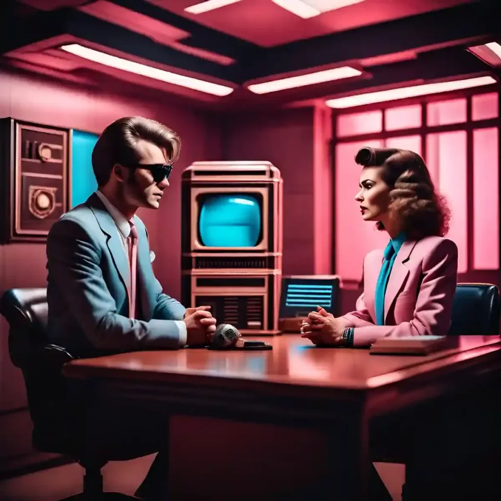 retro image of a man and woman in a professional office 
