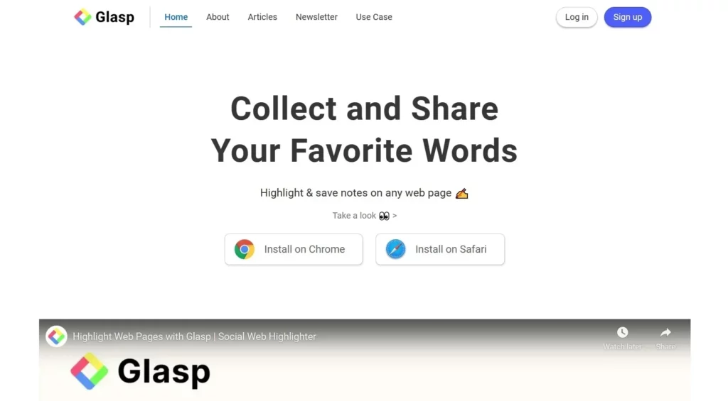glasp website - idea curation tool