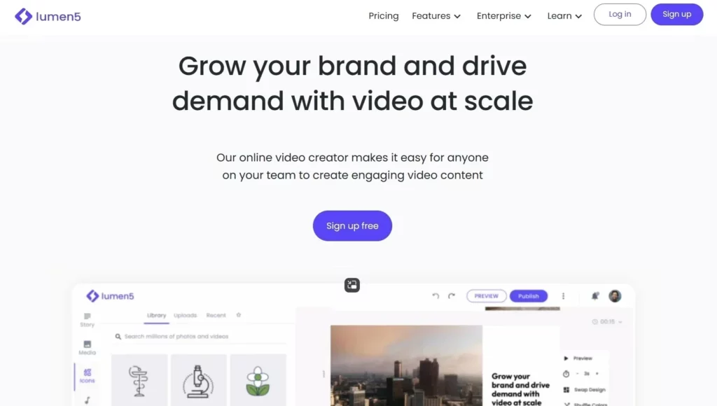 lumen5 website - video creation software