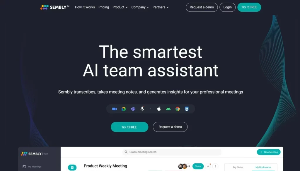 sembly.ai website - meeting assistant