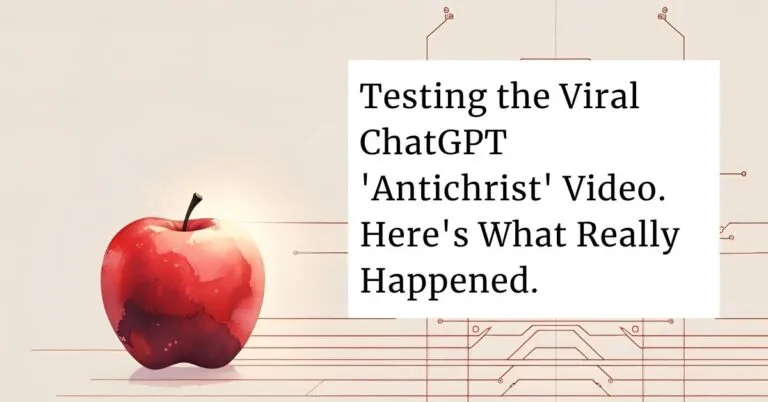 Minimalist illustration of a red apple with subtle circuit patterns on its surface, symbolizing the intersection of technology and truth.