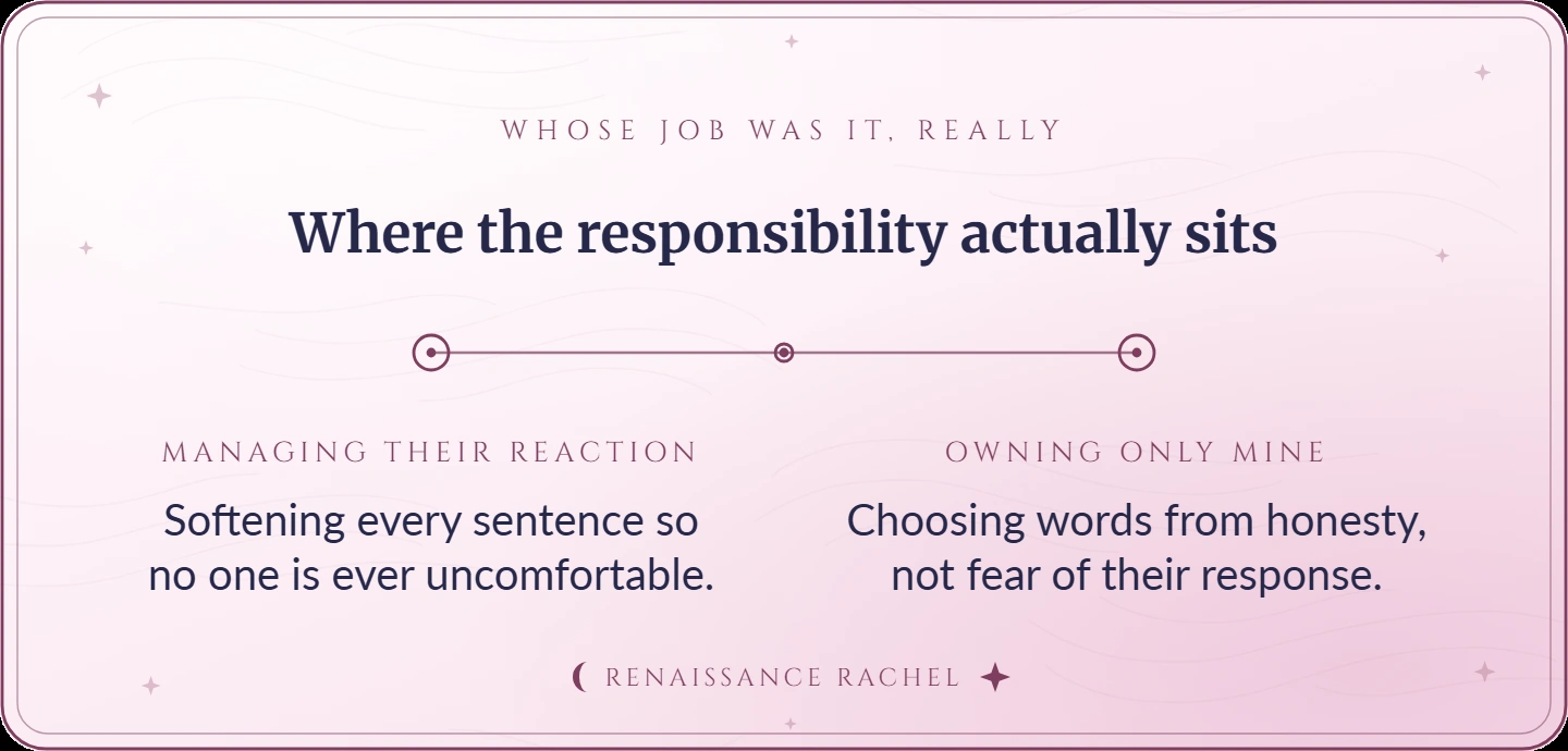 Whose job was it, really -- managing their reaction vs. owning only mine.