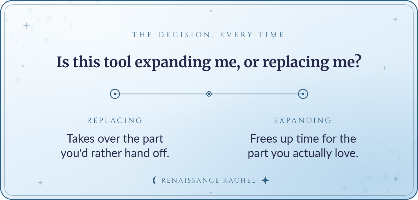 The decision every time: is this tool expanding me, or replacing me?